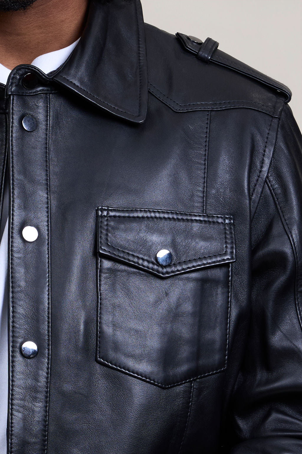 Men's James Leather Shirt [Black]