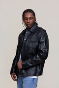 Men's James Leather Shirt [Black]