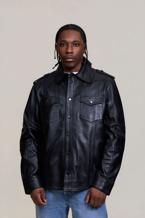 Men's James Leather Shirt [Black]
