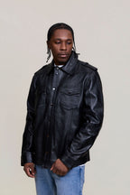 Men's James Leather Shirt [Black]