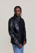 Men's James Leather Shirt [Black]
