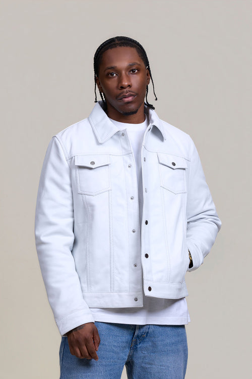 Men's Dylan Jacket White Leather