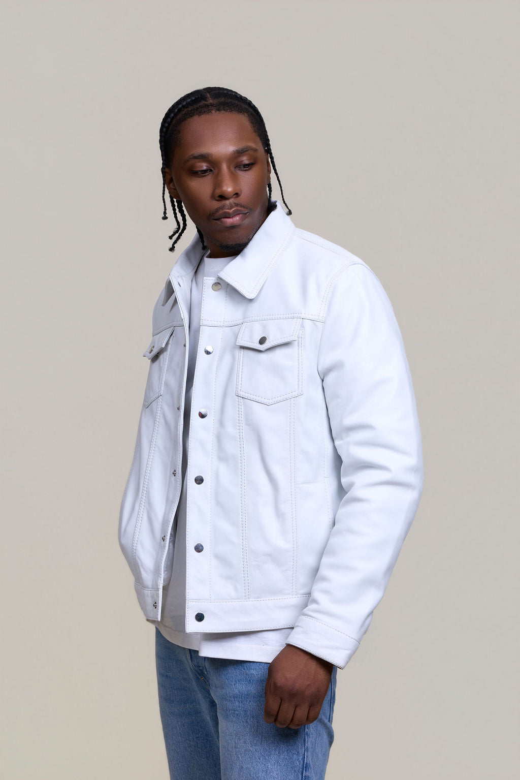 Men's Dylan Jacket White Leather