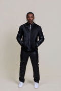 Men's Leather & Pony Biker Combo [Black]