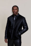 Men's Leather & Pony Biker Combo [Black]