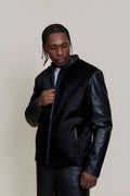 Men's Leather & Pony Biker Combo [Black]