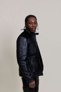 Men's Leather & Pony Biker Combo [Black]