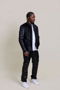 Men's Leather & Pony Biker Combo [Black]