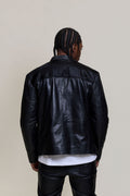 Men's Leather & Pony Biker Combo [Black]