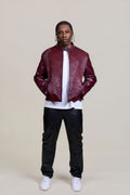 Men's Leather & Pony Biker Combo [Burgundy]