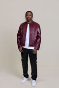 Men's Leather & Pony Biker Combo [Burgundy]