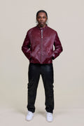 Men's Leather & Pony Biker Combo [Burgundy]
