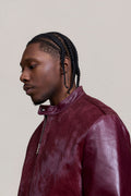 Men's Leather & Pony Biker Combo [Burgundy]