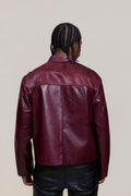 Men's Leather & Pony Biker Combo [Burgundy]