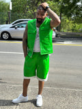 Men's 2 Live and Die Vest With Leather Shorts [Green]