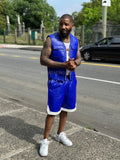 Men's 2 Live and Die Vest With Leather Shorts [Royal Blue]