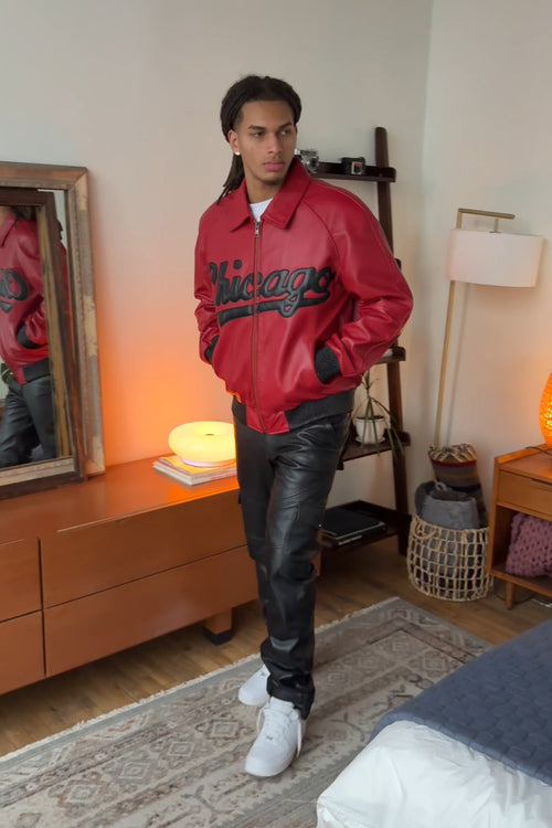 Men's 5 Borough Leather Bomber Jacket [Chicago]