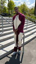 Men's Moto Set — Cotton Twill & Leather [Burgundy/Beige]