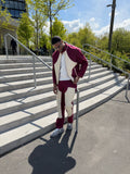 Men's Moto Set — Cotton Twill & Leather [Burgundy/Beige]