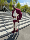 Men's Moto Set — Cotton Twill & Leather [Burgundy/Beige]