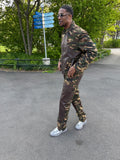 Men's Moto Set — Cotton Twill & Leather [Camo/Chocolate]