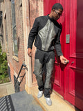 Men's Moto Set — Cotton Twill & Leather [Black/Distressed Grey]