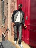 Men's Moto Set — Cotton Twill & Leather [Black/Distressed Grey]