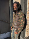 Men's Camron Camo Cotton & Leather Jacket
