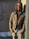 Men's Camron Camo Cotton & Leather Jacket