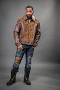 Men's Leather & Persian Lamb Combo [Brown]