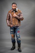 Men's Leather & Persian Lamb Combo [Brown]