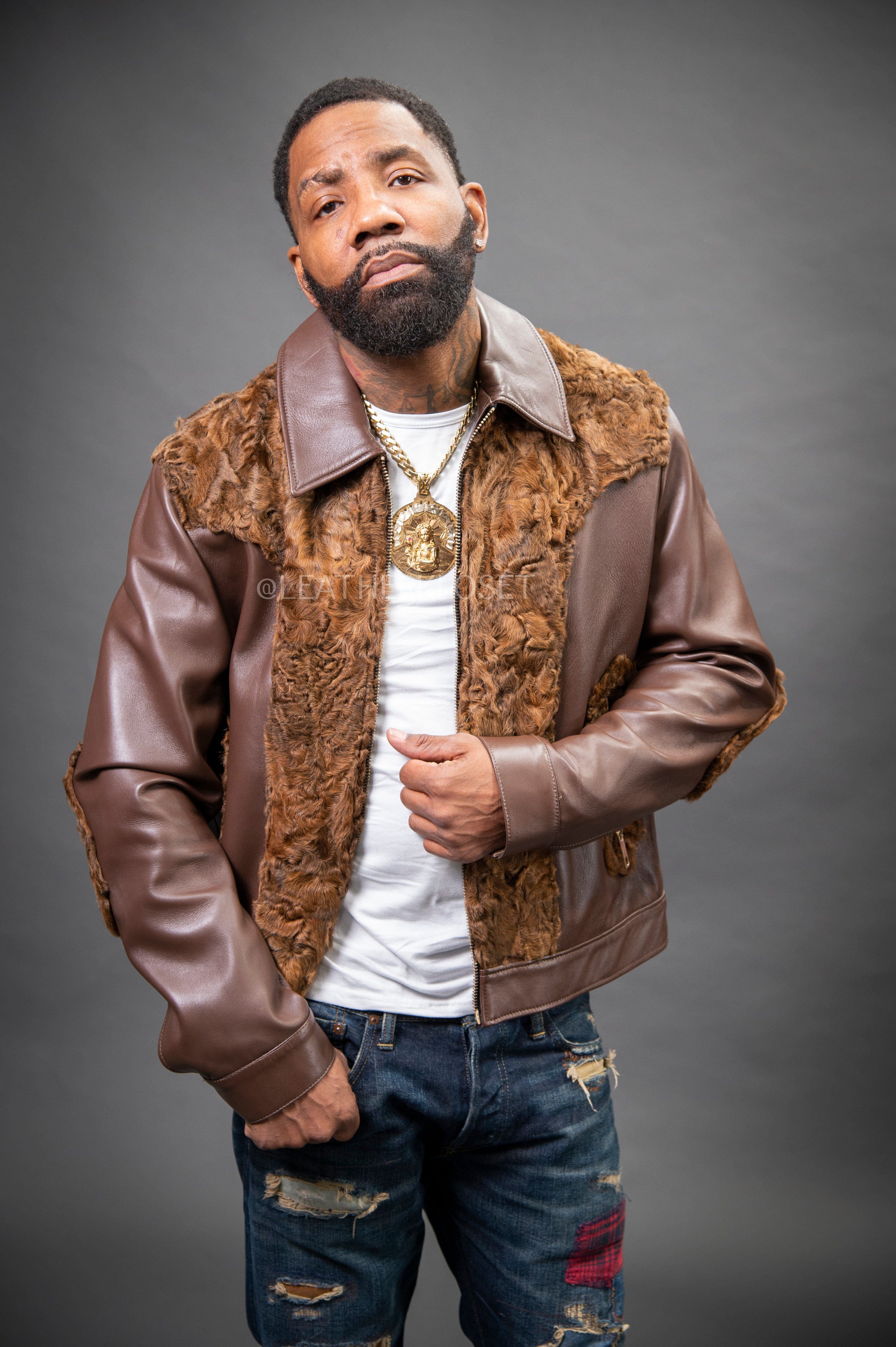 Men's Leather & Persian Lamb Combo [Brown] – LeatherKloset
