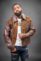 Men's Leather & Persian Lamb Combo [Brown]