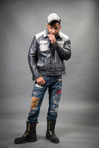 Men's Dylan Jacket With Real Python And Matching Python Hat [Black]