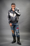 Men's Real Python And Leather Bomber Jacket