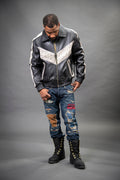 Men's Real Python And Leather Bomber Jacket