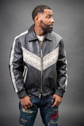 Men's Real Python And Leather Bomber Jacket