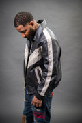 Men's Real Python And Leather Bomber Jacket