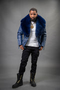 Men's Jay Biker Navy With Full Fox Fur Collar [Navy]