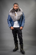 Men's Jay Biker Navy With Full Fox Fur Collar [Silver Fox]