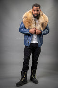 Men's Jay Biker Navy With Full Raccoon Fur Collar [Raccoon Fur]