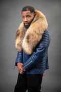 Men's Jay Biker Navy With Full Raccoon Fur Collar [Raccoon Fur]