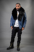 Men's Jay Biker Navy With Full Fox Fur Collar [Black]