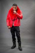 Men's Jay Biker Red With Full Fox Fur Collar [Red]