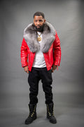 Men's Jay Biker Red With Full Fox Fur Collar [Silver Fox]