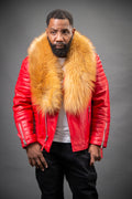 Men's Jay Biker Red With Full Fox Fur Collar [Red Fox]