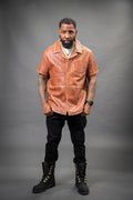 Men's Summer In Miami Luka Leather Short Sleeve Shirt [Caramel Crunch]