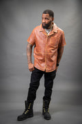 Men's Summer In Miami Luka Leather Short Sleeve Shirt [Caramel Crunch]