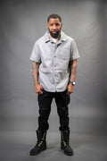 Men's Summer In Miami Luka Leather Short Sleeve Shirt [Grey]