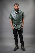 Men's Summer In Miami Luka Leather Short Sleeve Shirt [Forest Green]